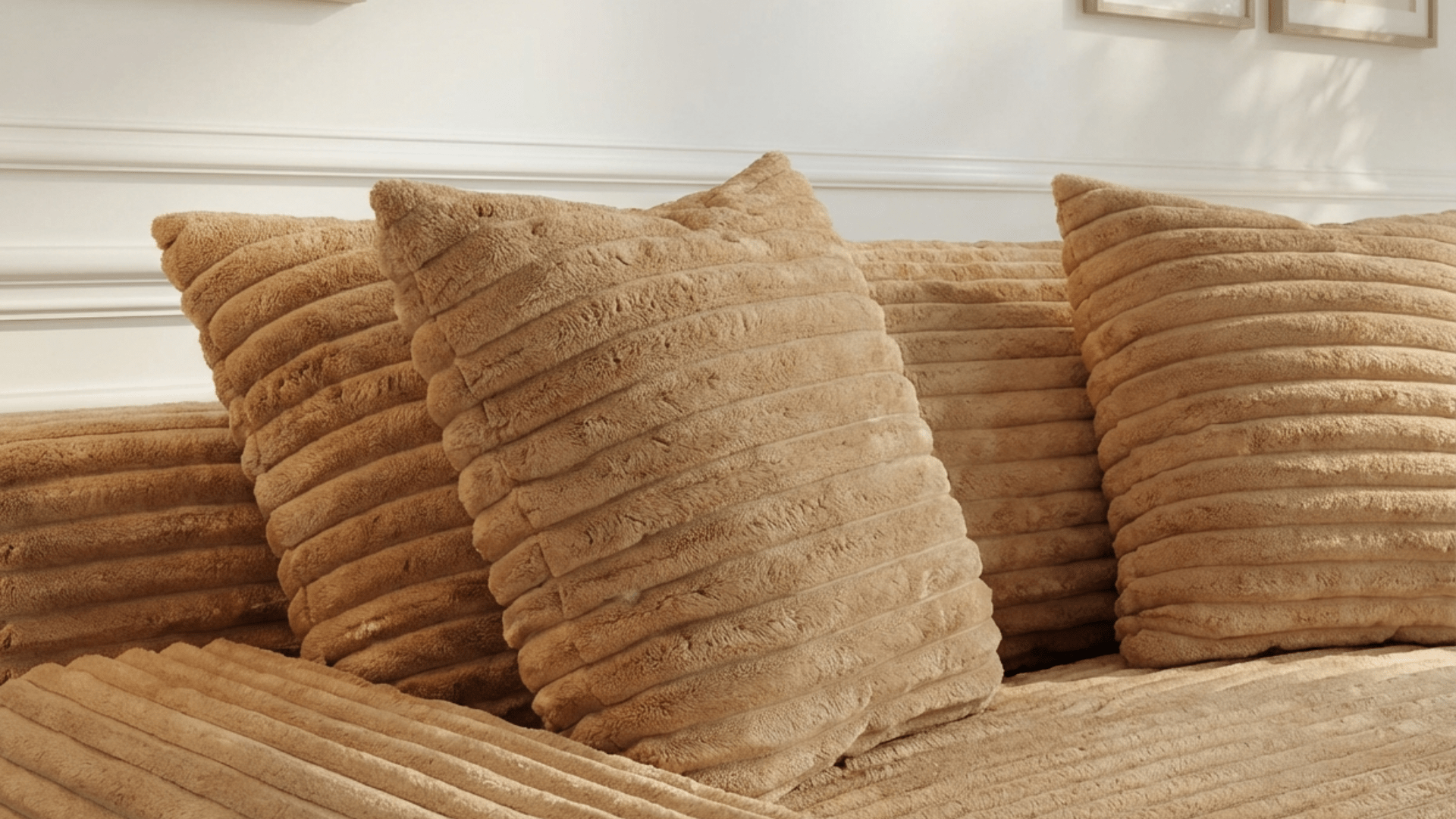 Canapé droit déhoussable 3 places EVA en velours - Trust Industrie - Caramel 26 - 