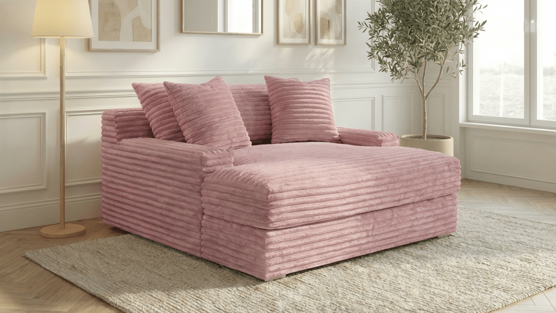 Canapé droit déhoussable 3 places EVA en velours - Trust Industrie - Rose 91 - 