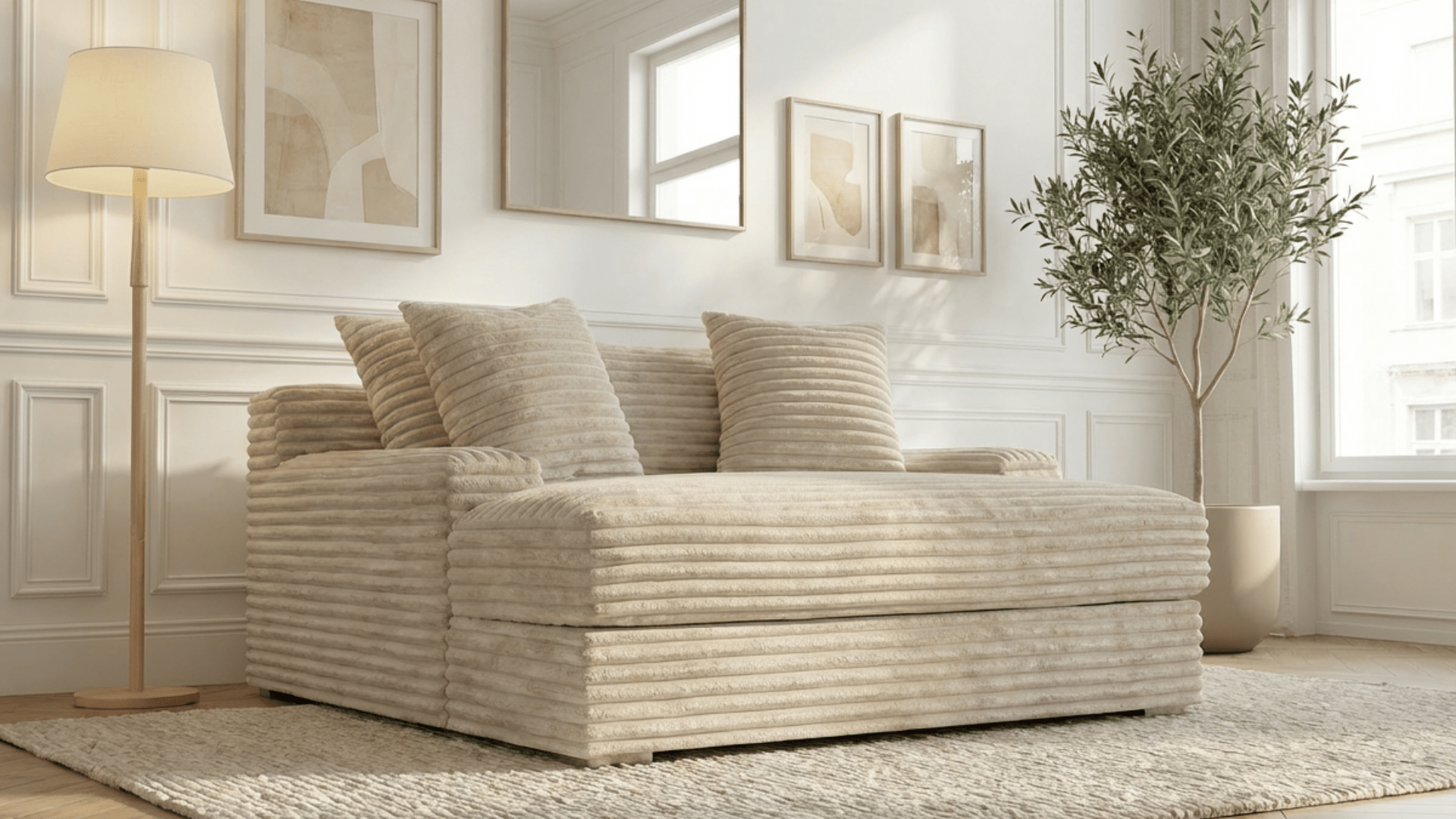 Canapé droit déhoussable 3 places EVA en velours - Trust Industrie - Beige 29 - 