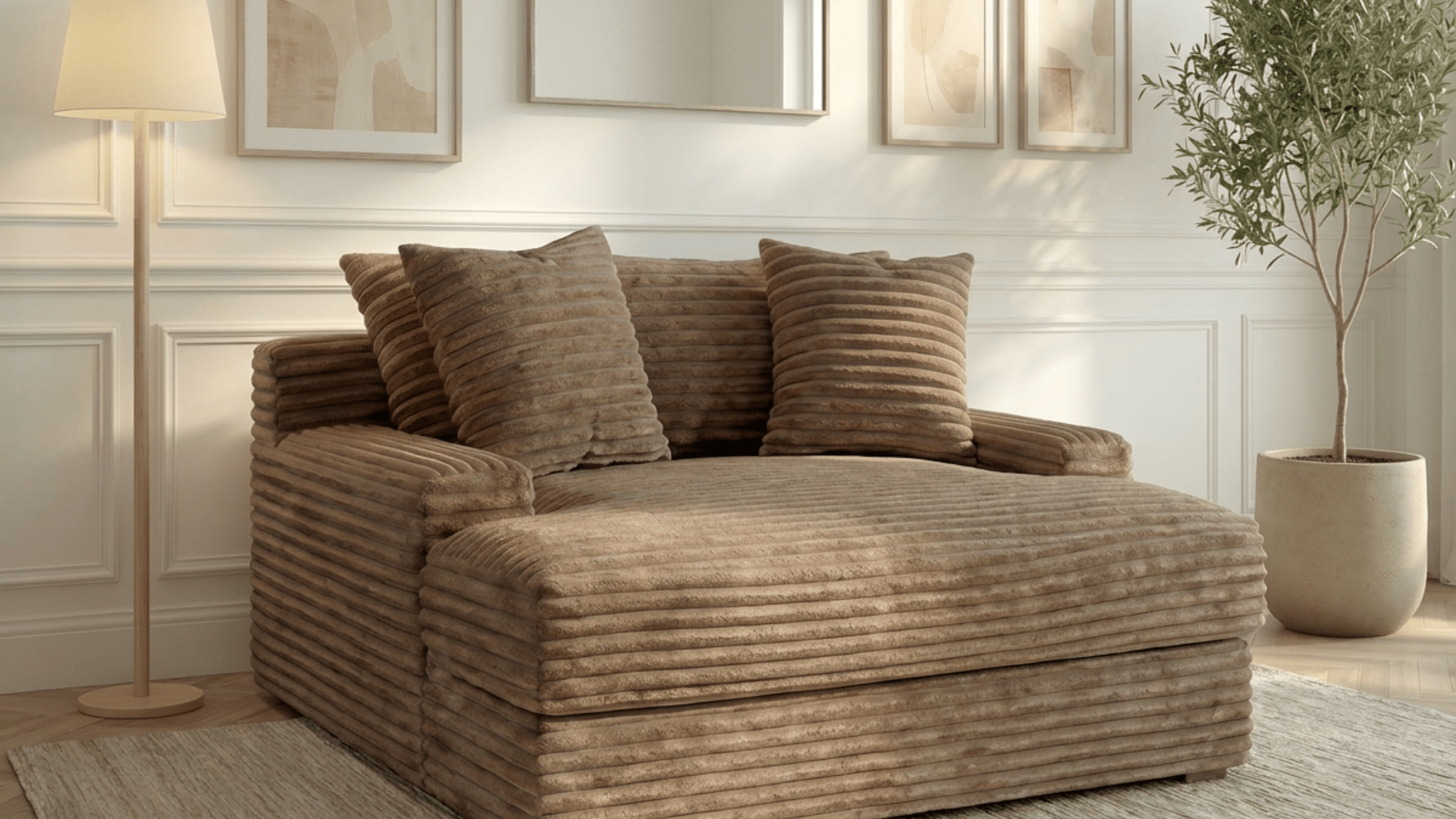 Canapé droit déhoussable 3 places EVA en velours - Trust Industrie - Taupe 35 - 