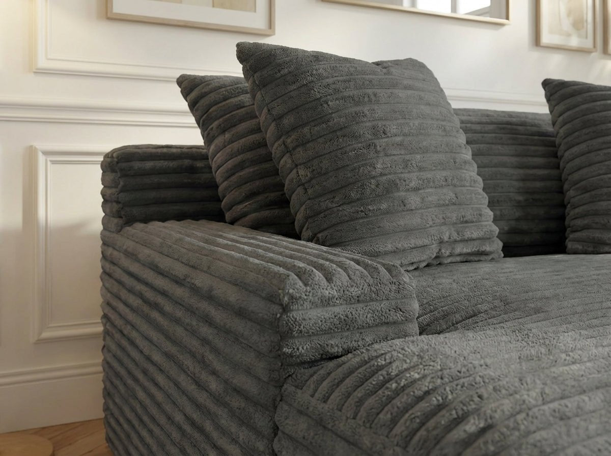 Canapé droit déhoussable 3 places EVA en velours - Trust Industrie - Gris foncé 16 - 