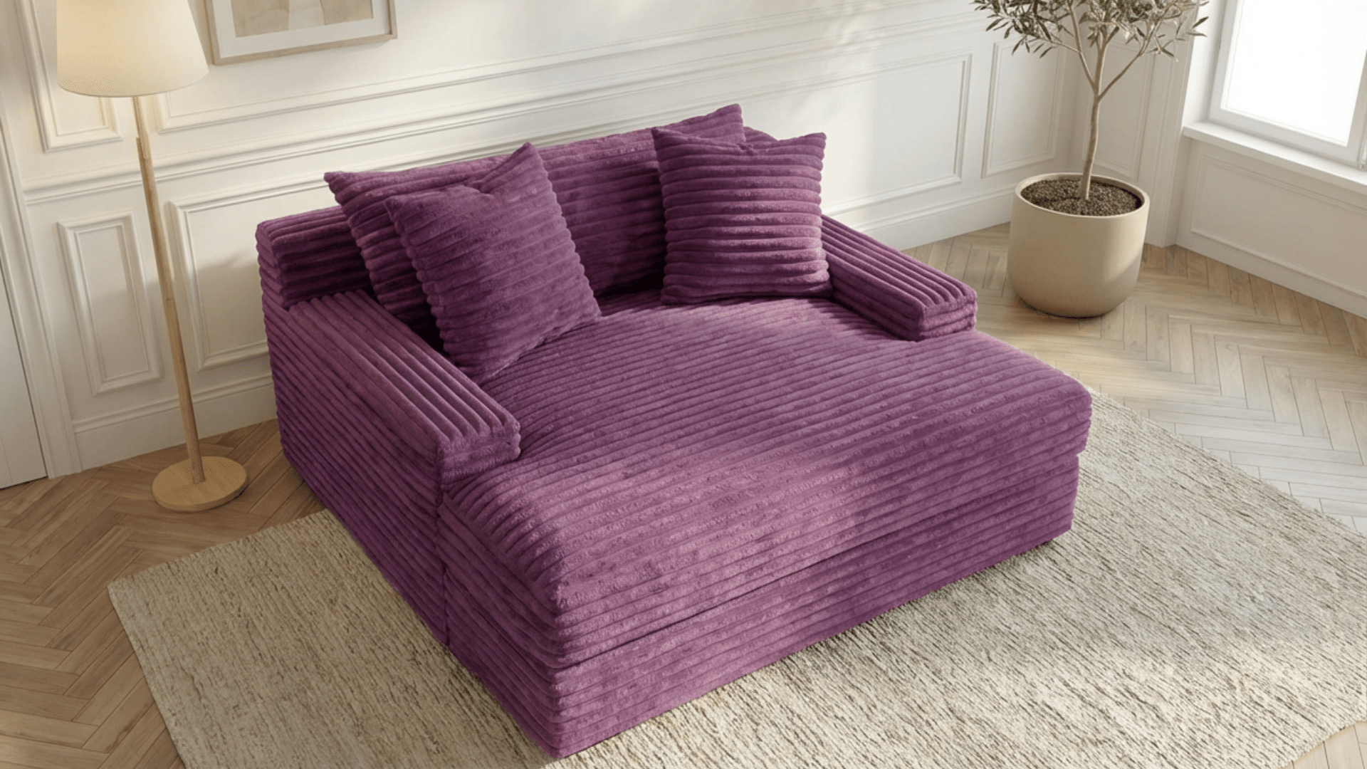 Canapé droit déhoussable 3 places EVA en velours - Trust Industrie - Violet 99 - 