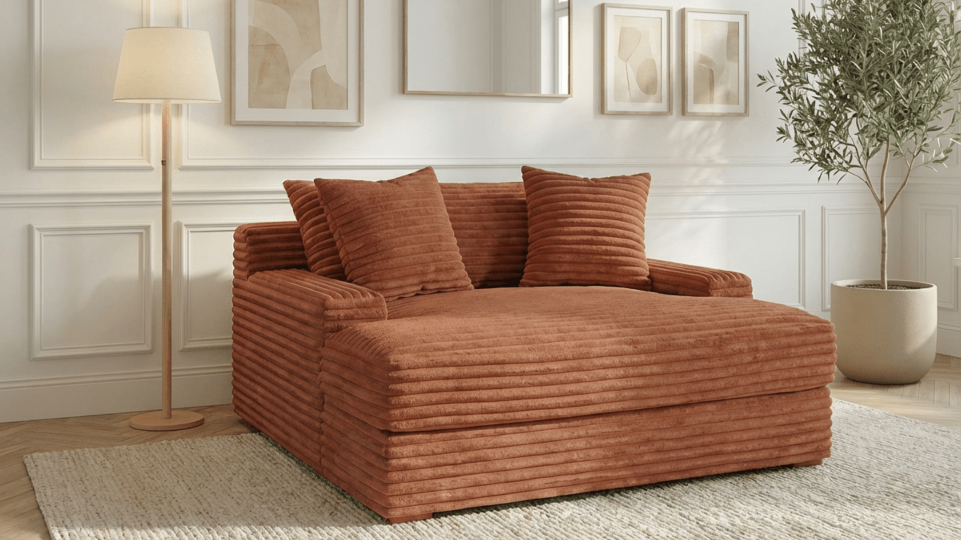 Canapé droit déhoussable 3 places EVA en velours - Trust Industrie - Terracotta 44 - 