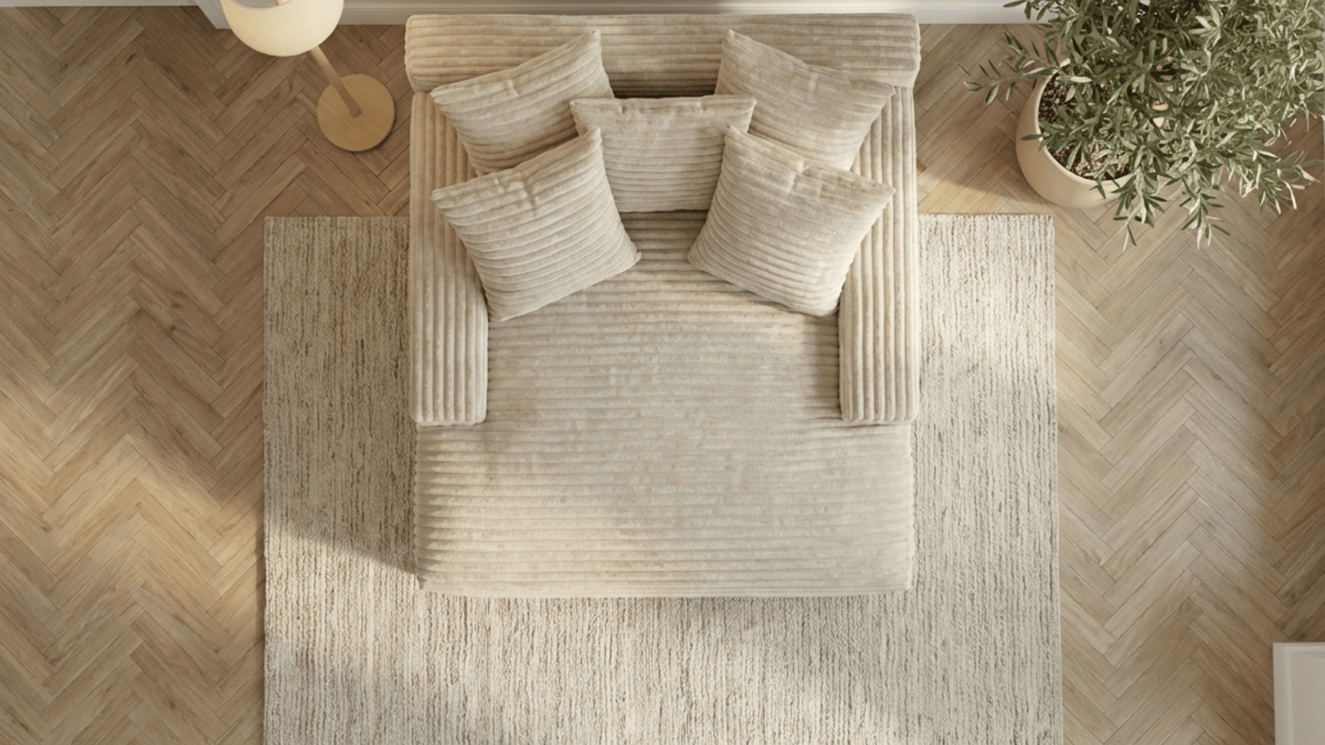 Canapé droit déhoussable 3 places EVA en velours - Trust Industrie - Écru 23 - 