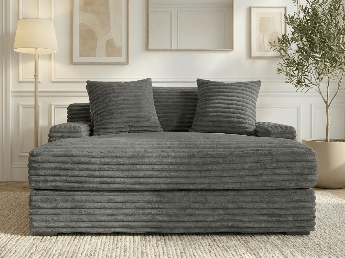 Canapé droit déhoussable 3 places EVA en velours - Trust Industrie - Gris foncé 16 - 