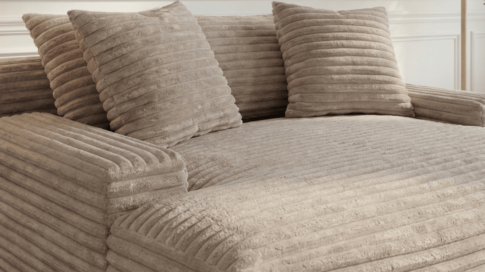 Canapé droit déhoussable 3 places EVA en velours - Trust Industrie - Taupe clair 30 - 