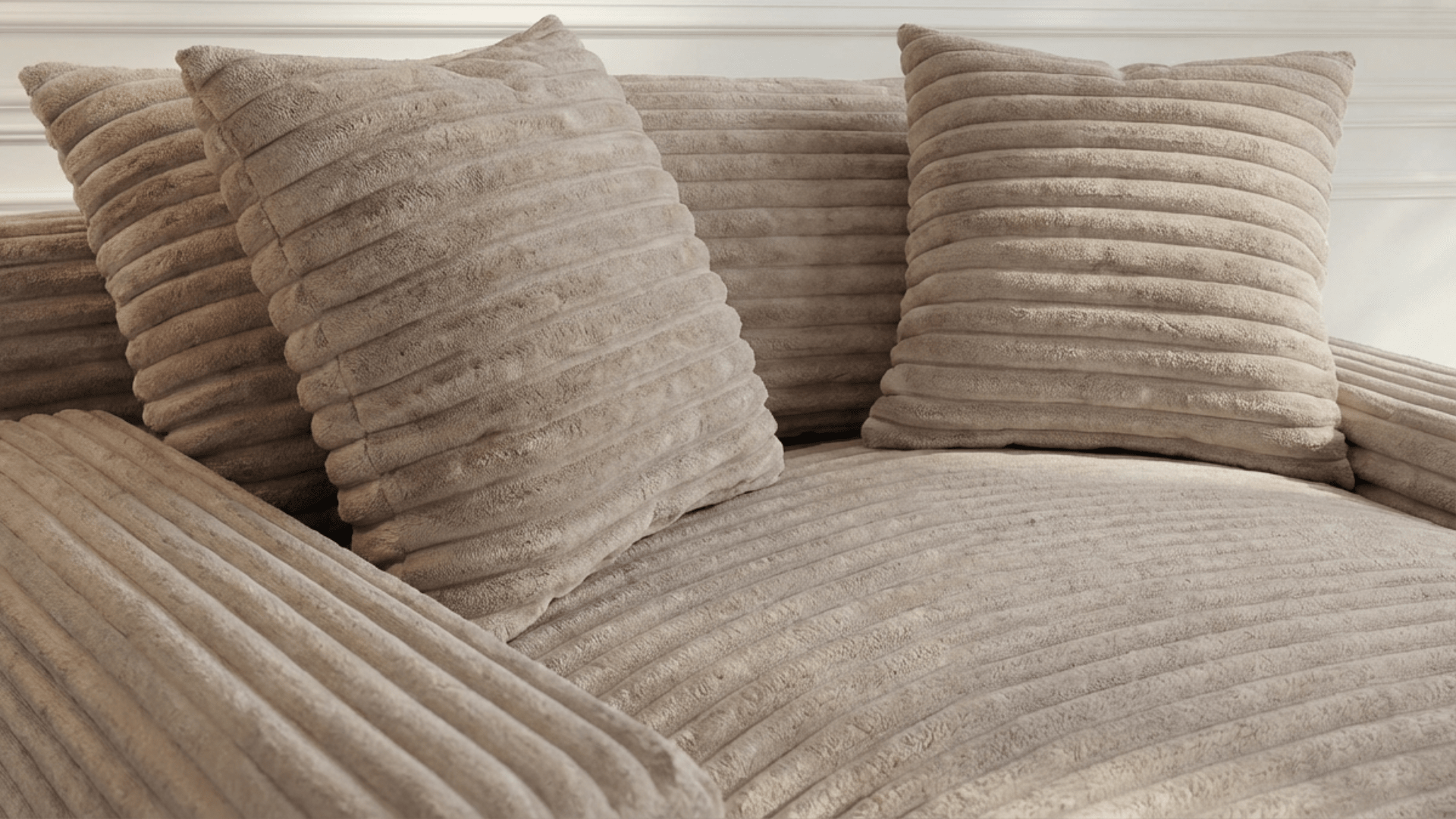 Canapé droit déhoussable 3 places EVA en velours - Trust Industrie - Taupe clair 30 - 