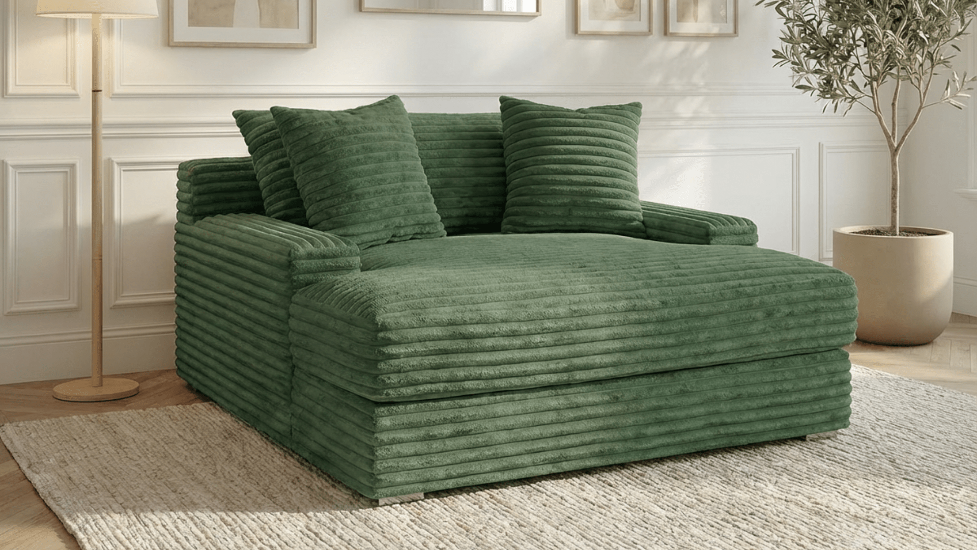 Canapé droit déhoussable 3 places EVA en velours - Trust Industrie - Vert 77 - 