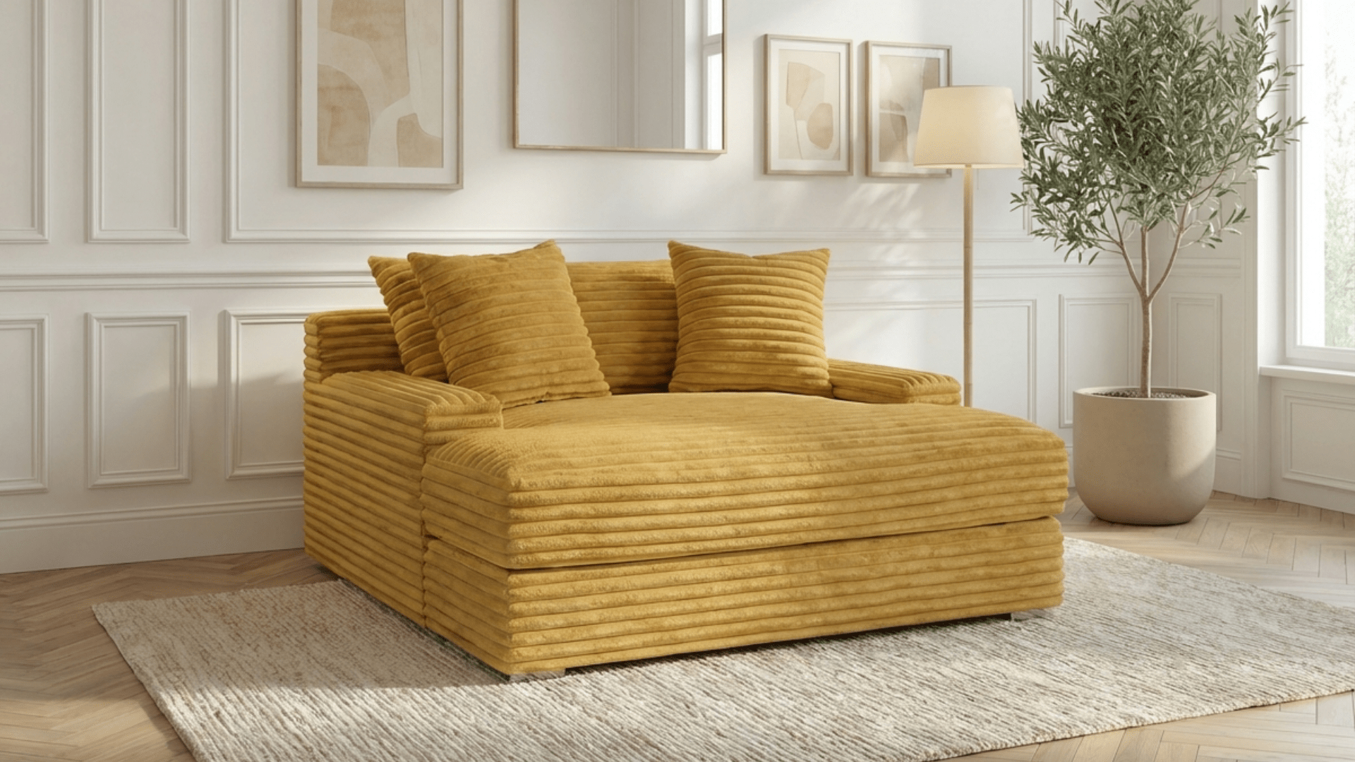 Canapé droit déhoussable 3 places EVA en velours - Trust Industrie - Moutarde 68 - 