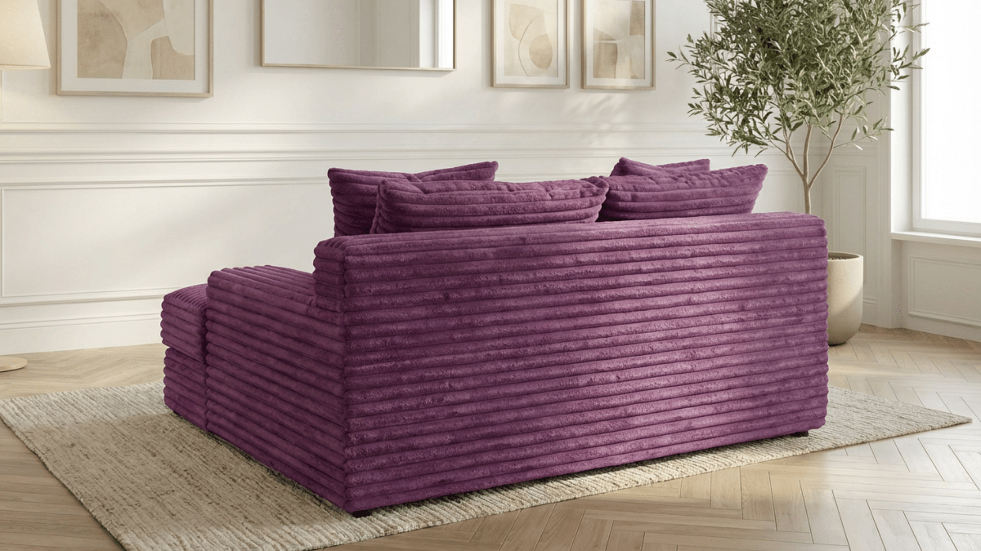 Canapé droit déhoussable 3 places EVA en velours - Trust Industrie - Violet 99 - 