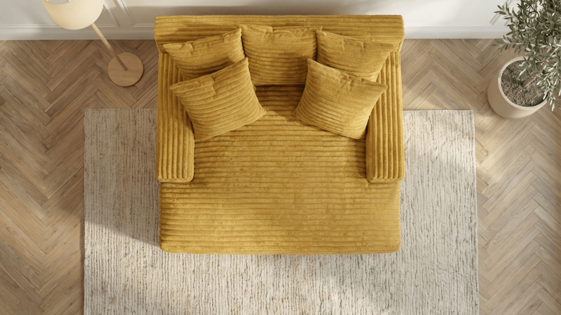 Canapé droit déhoussable 3 places EVA en velours - Trust Industrie - Moutarde 68 - 