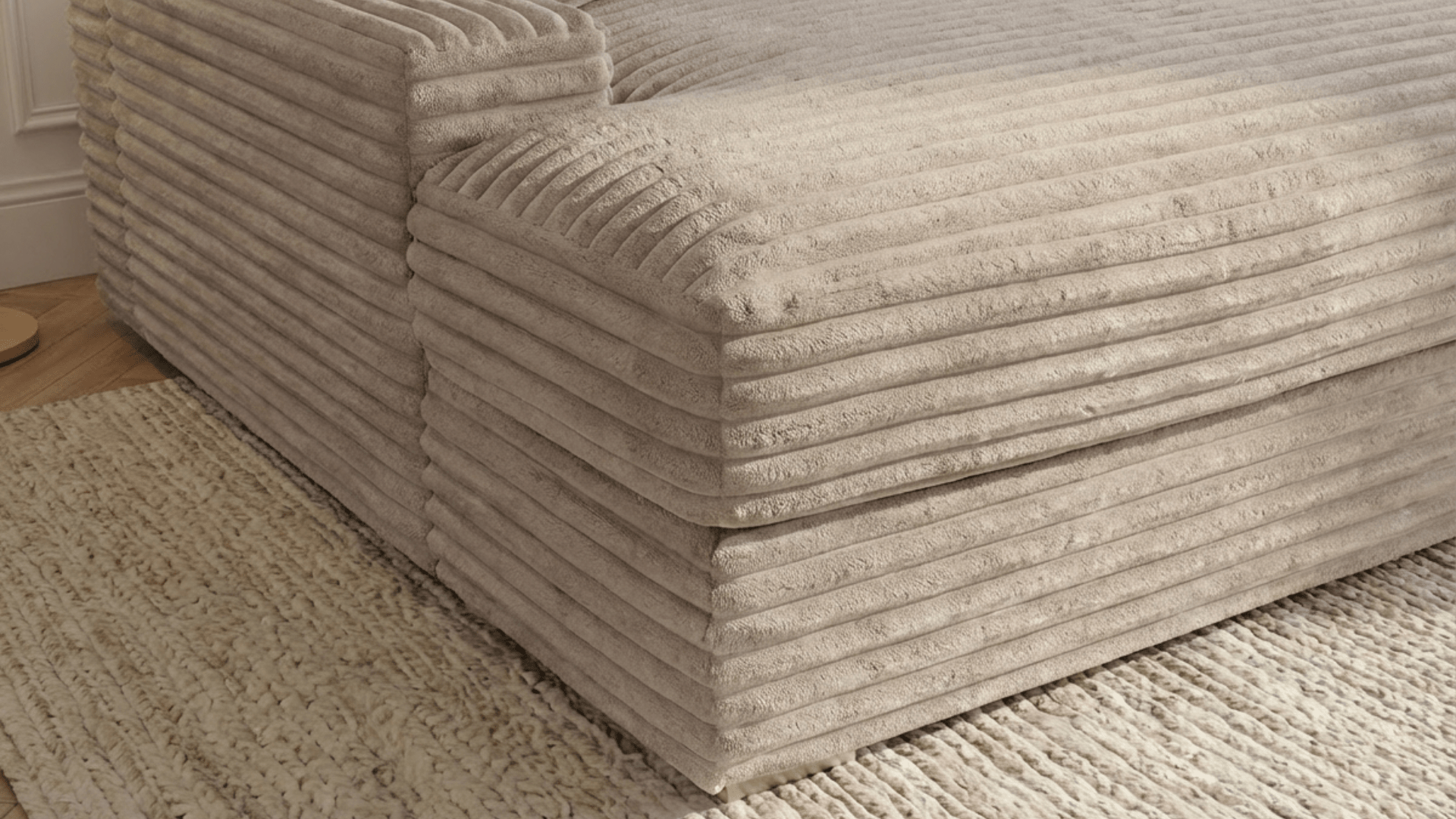 Canapé droit déhoussable 3 places EVA en velours - Trust Industrie - Taupe clair 30 - 