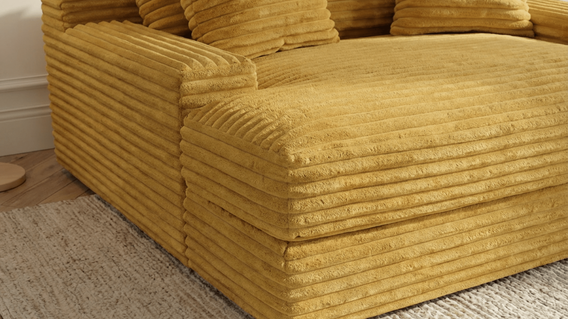 Canapé droit déhoussable 3 places EVA en velours - Trust Industrie - Moutarde 68 - 