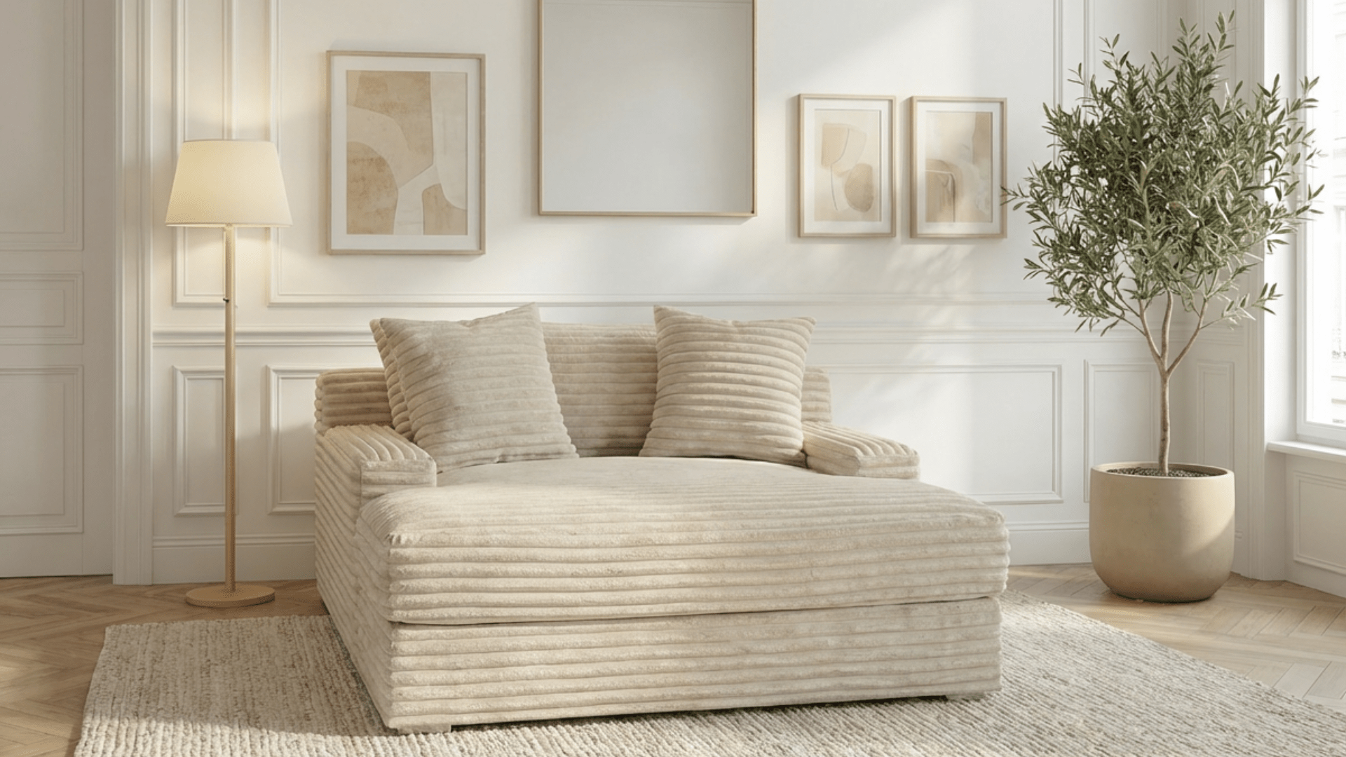 Canapé droit déhoussable 3 places EVA en velours - Trust Industrie - Écru 23 - 