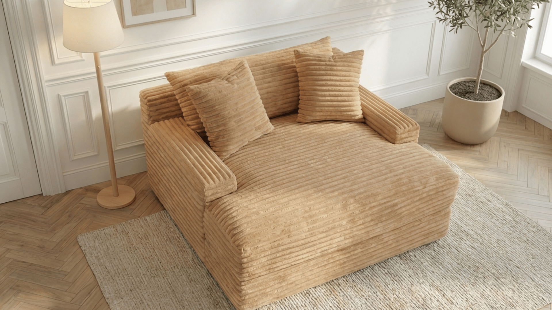 Canapé droit déhoussable 3 places EVA en velours - Trust Industrie - Caramel 26 - 