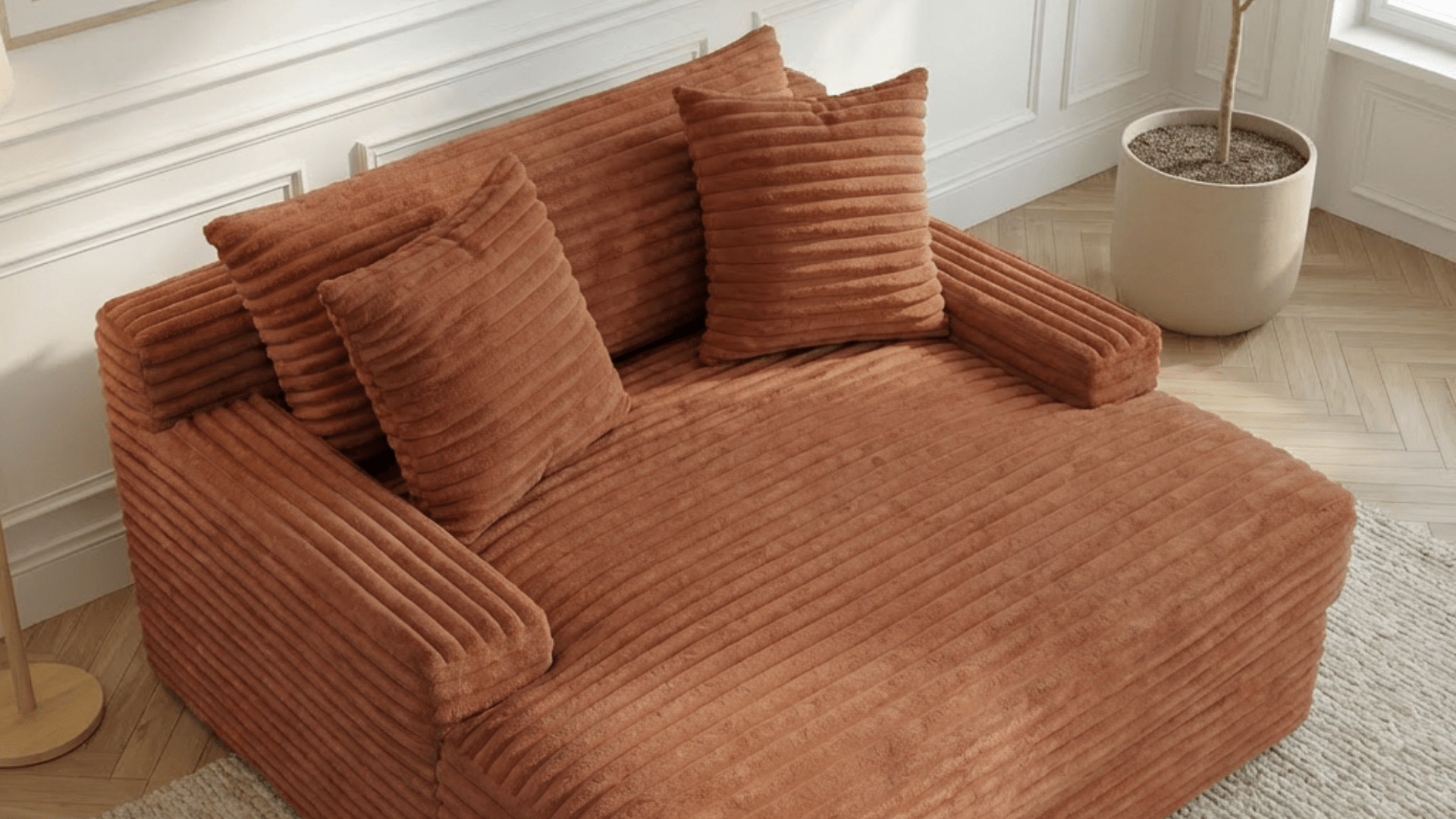 Canapé droit déhoussable 3 places EVA en velours - Trust Industrie - Terracotta 44 - 