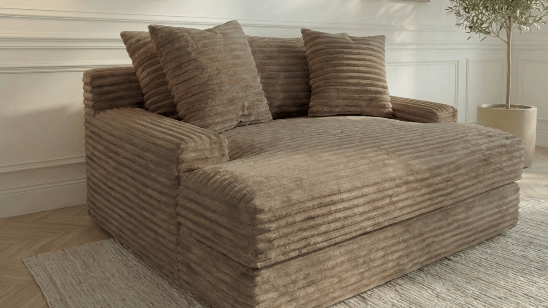 Canapé droit déhoussable 3 places EVA en velours - Trust Industrie - Taupe 35 - 