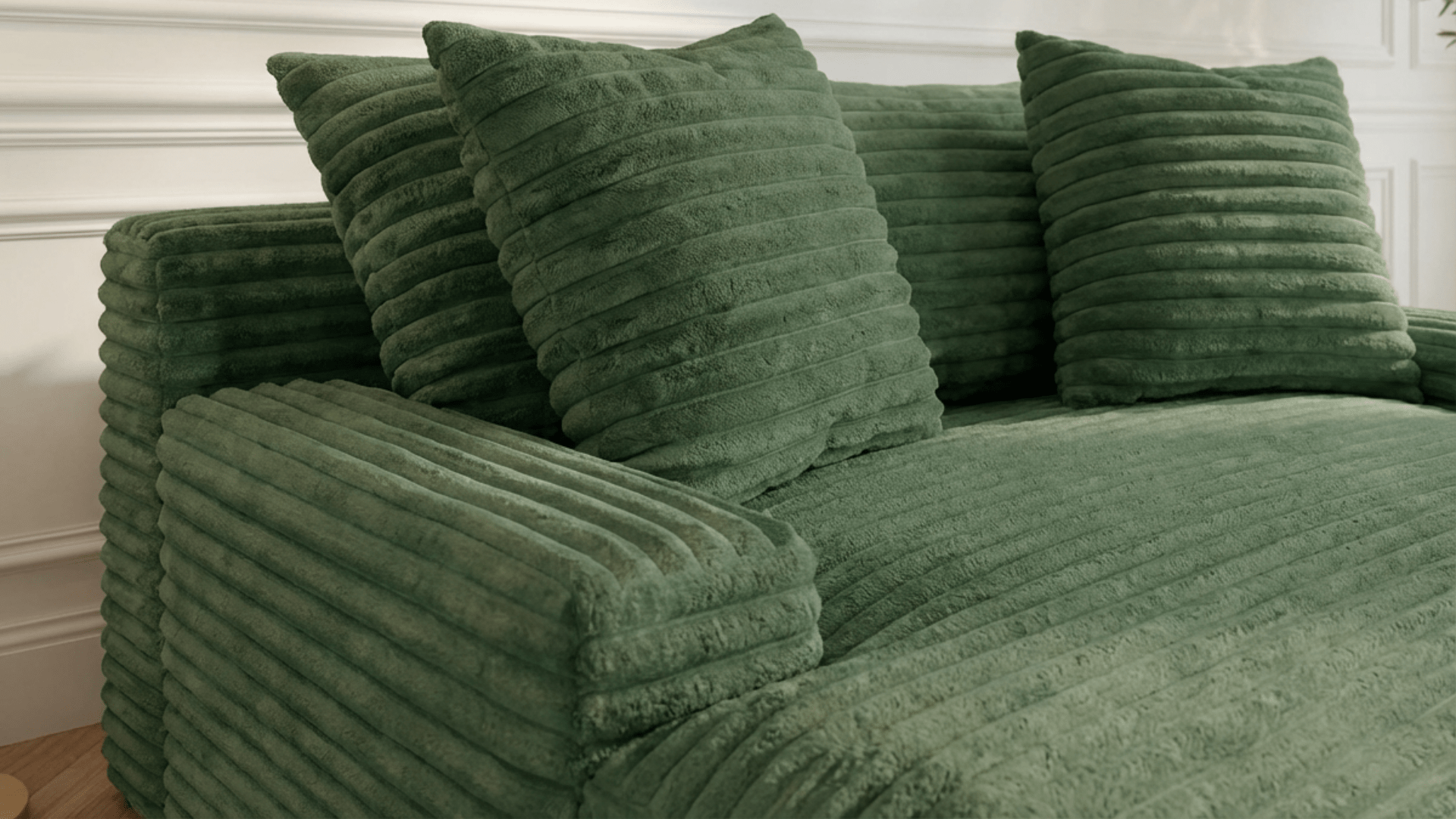 Canapé droit déhoussable 3 places EVA en velours - Trust Industrie - Vert 77 - 