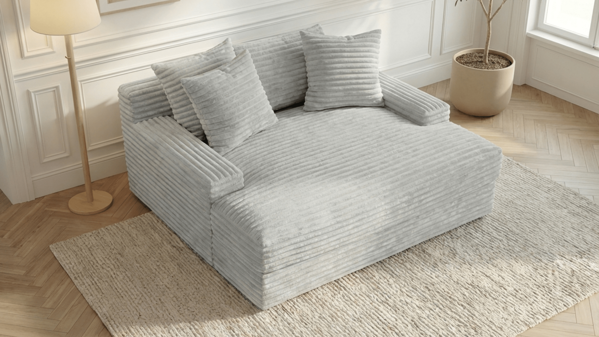 Canapé droit déhoussable 3 places EVA en velours - Trust Industrie - Gris polaire 03 - 