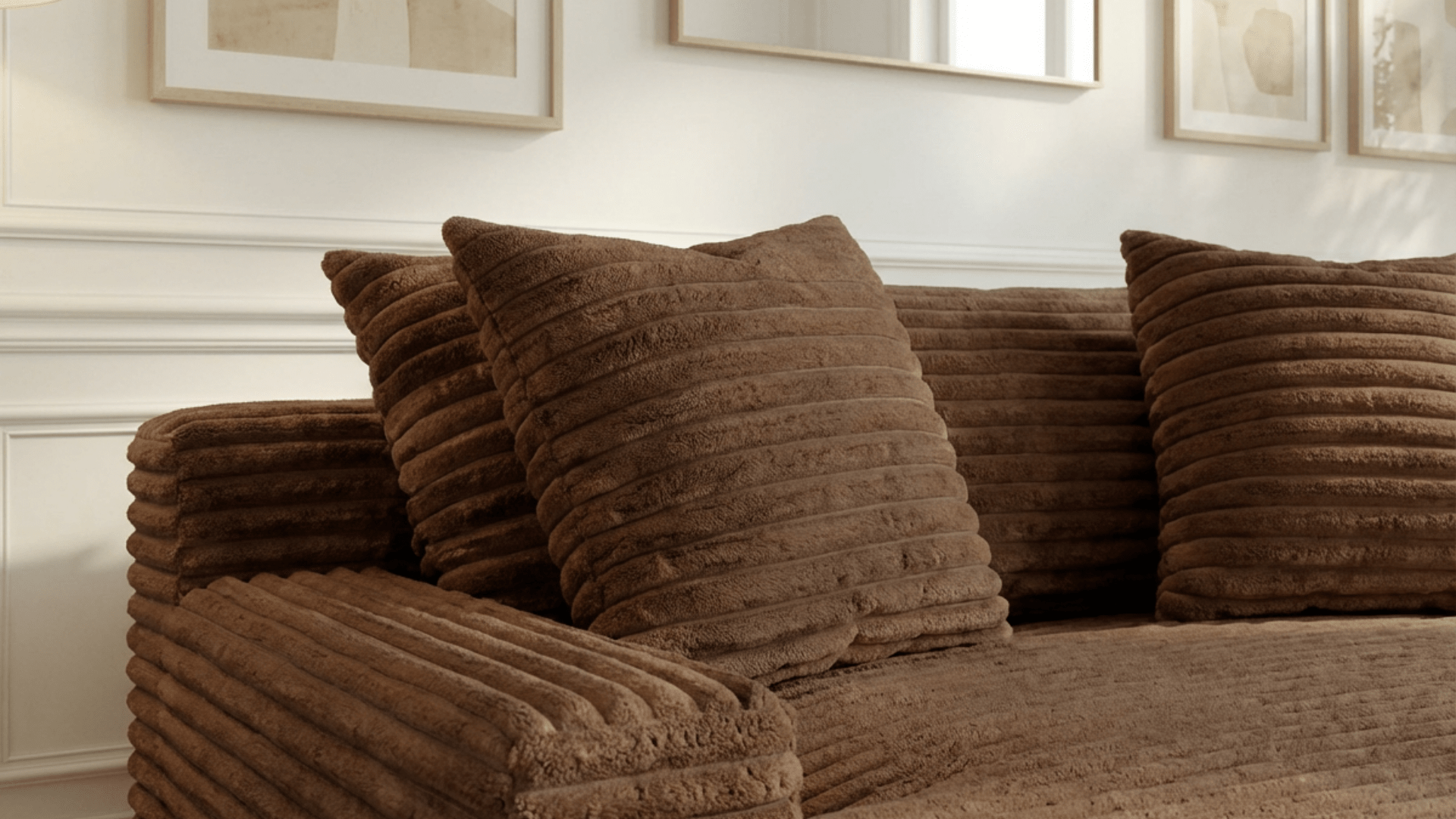 Canapé droit déhoussable 3 places EVA en velours - Trust Industrie - Marron 45 - 