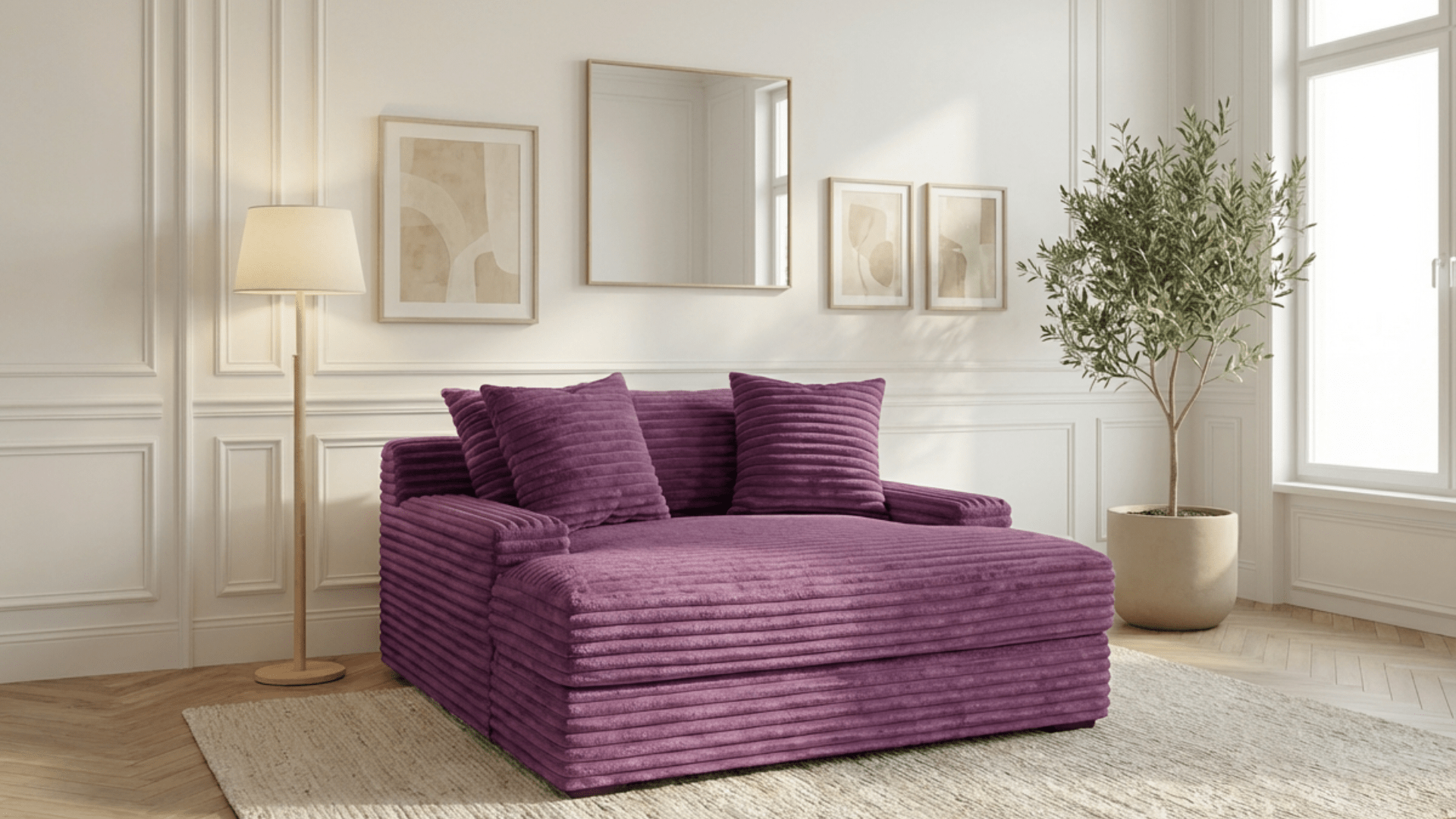 Canapé droit déhoussable 3 places EVA en velours - Trust Industrie - Violet 99 - 