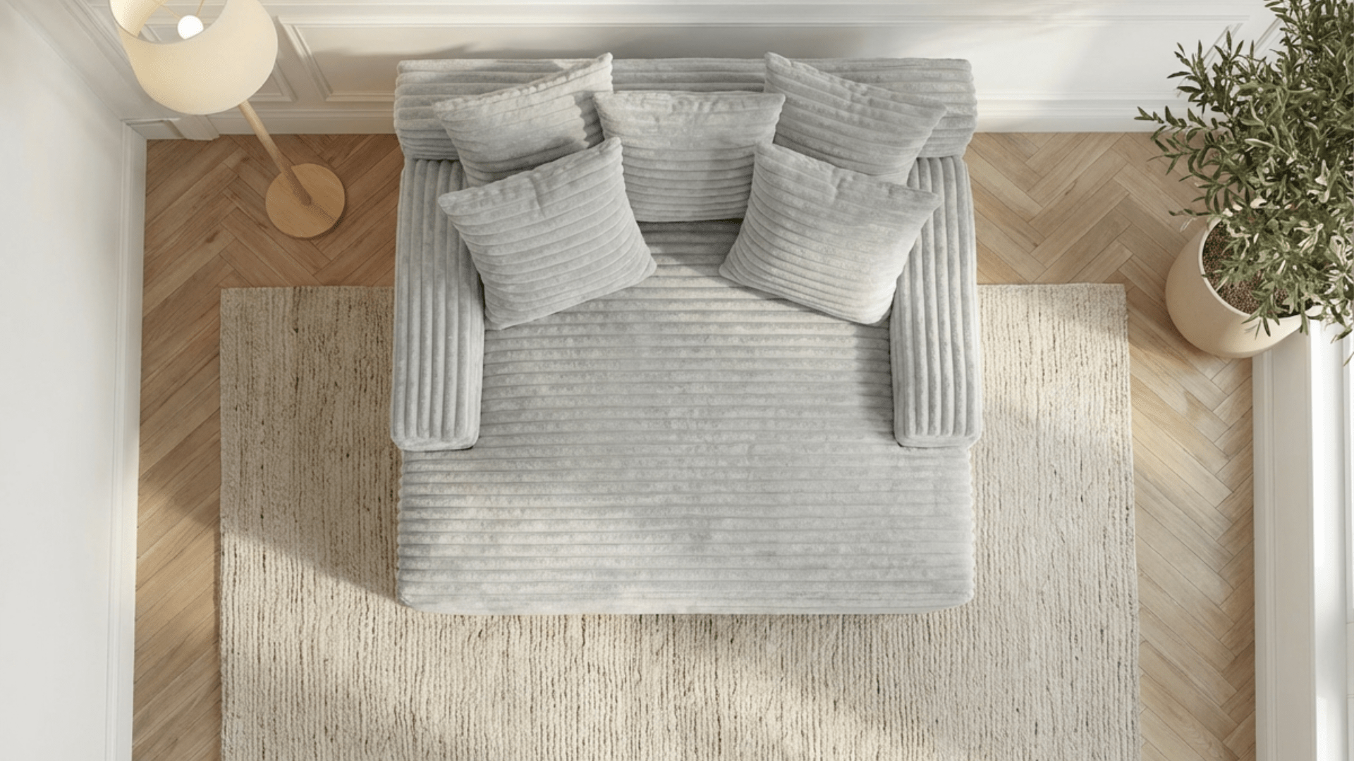 Canapé droit déhoussable 3 places EVA en velours - Trust Industrie - Gris polaire 03 - 