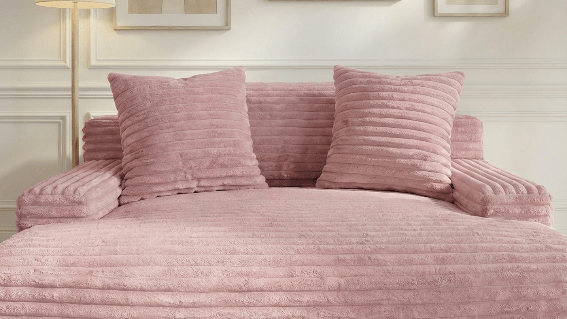 Canapé droit déhoussable 3 places EVA en velours - Trust Industrie - Rose 91 - 