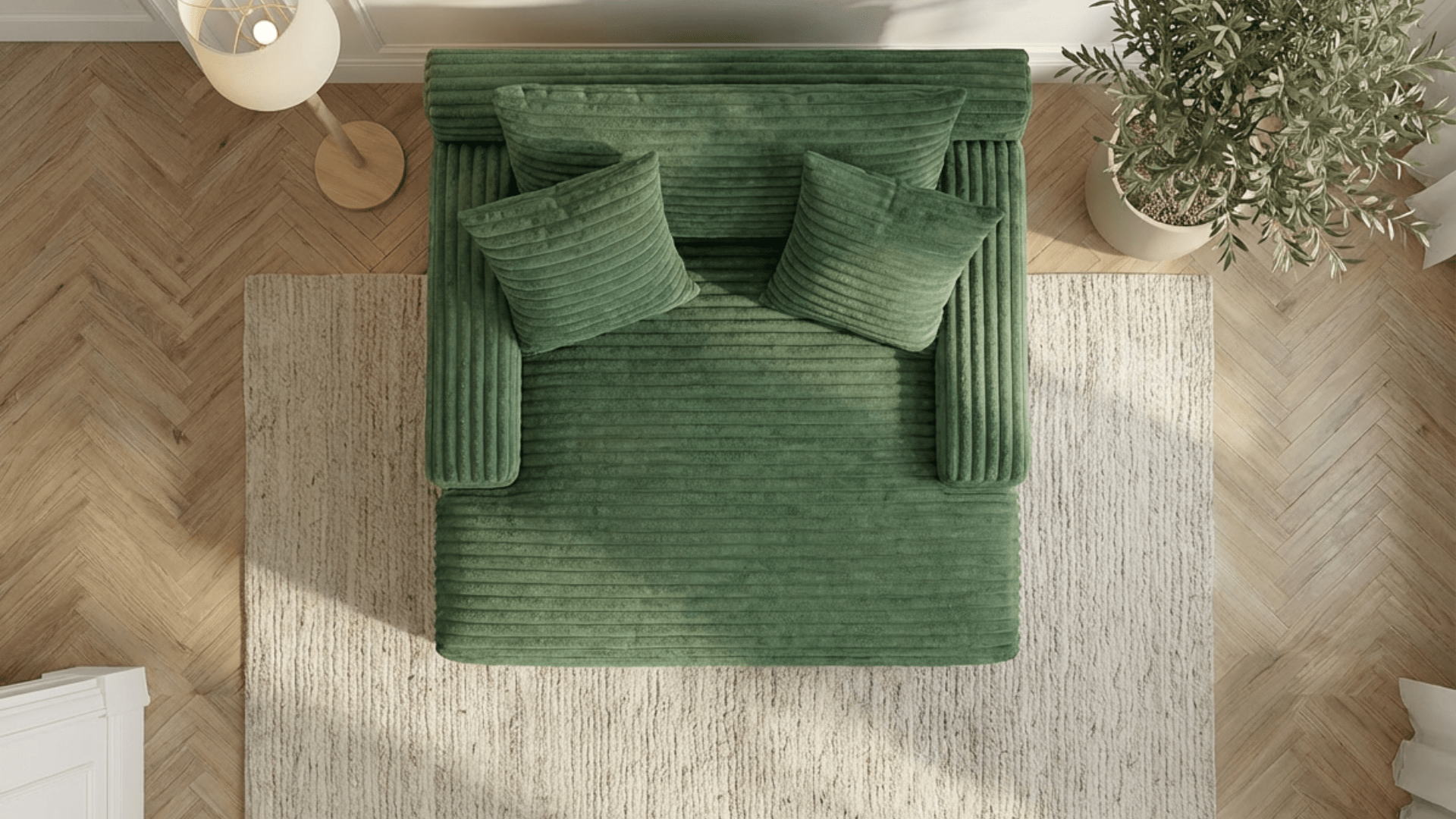 Canapé droit déhoussable 3 places EVA en velours - Trust Industrie - Vert 77 - 