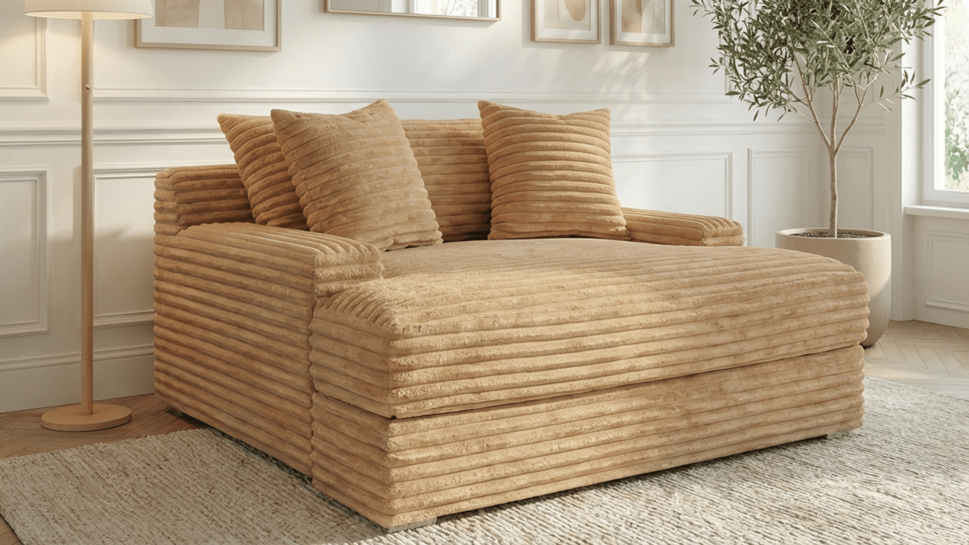 Canapé droit déhoussable 3 places EVA en velours - Trust Industrie - Caramel 26 - 