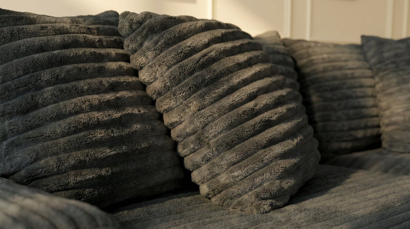 Canapé droit déhoussable 5 places EVA XXL en velours - TRUST INDUSTRIE - Gris foncé 16 - 