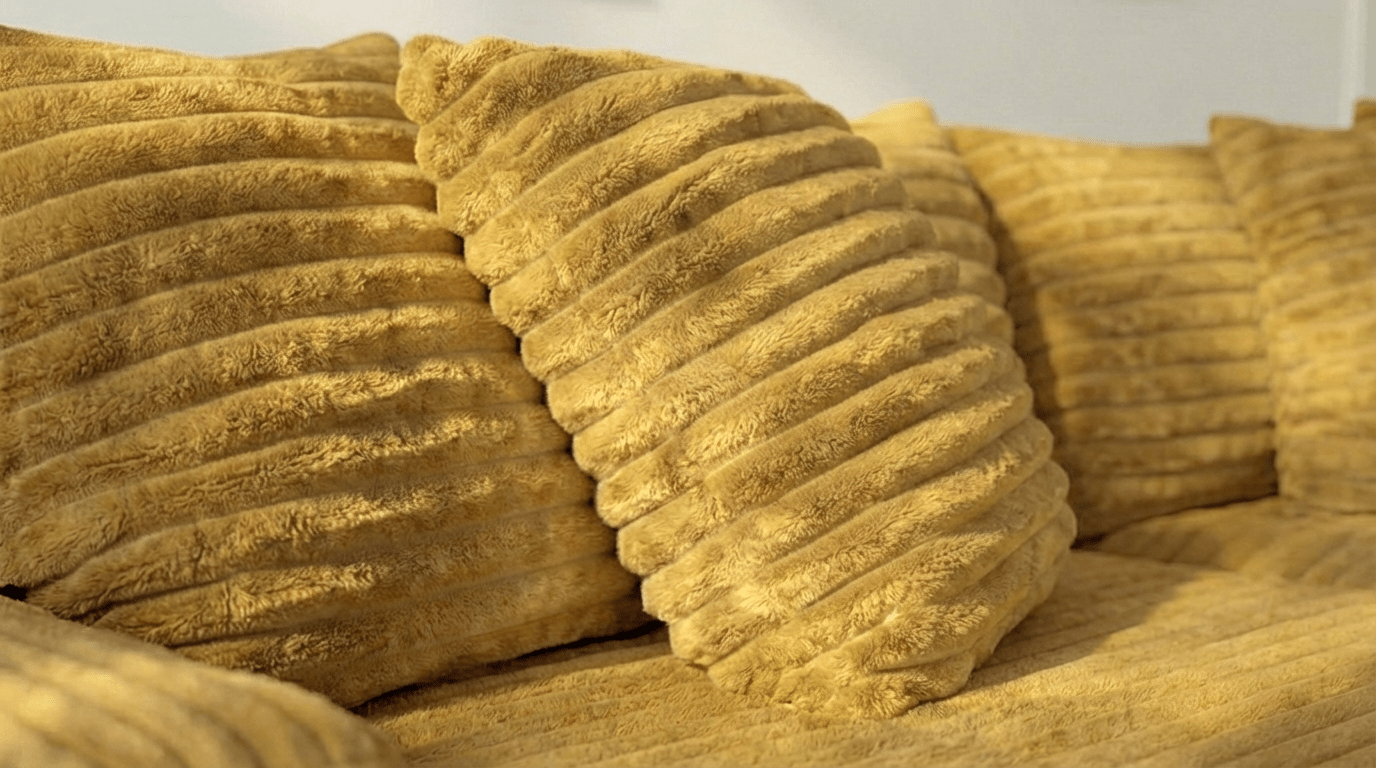 Canapé droit déhoussable 5 places EVA XXL en velours - TRUST INDUSTRIE - Moutarde 68 - 