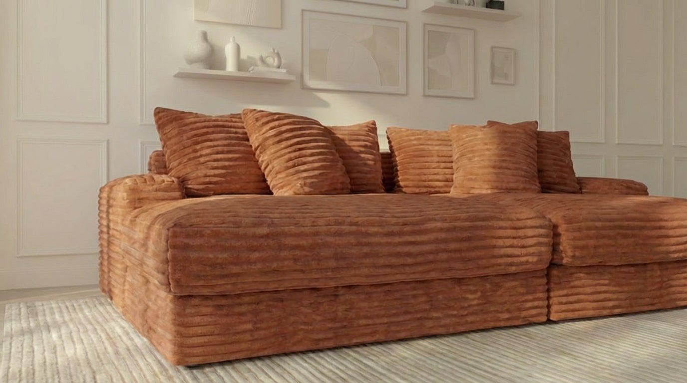 Canapé droit déhoussable 5 places EVA XXL en velours - TRUST INDUSTRIE - Terracotta 44 - 