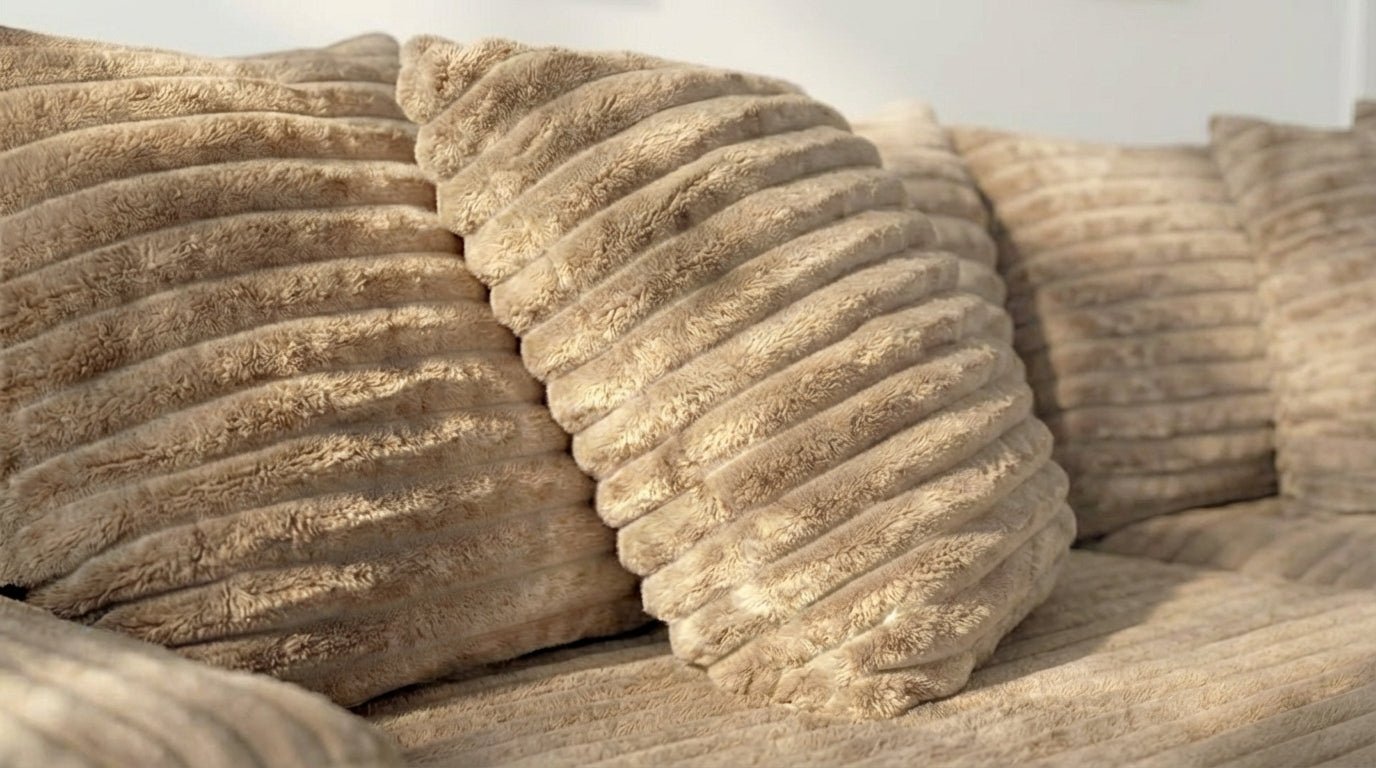 Canapé droit déhoussable 5 places EVA XXL en velours - TRUST INDUSTRIE - Taupe clair 30 - 