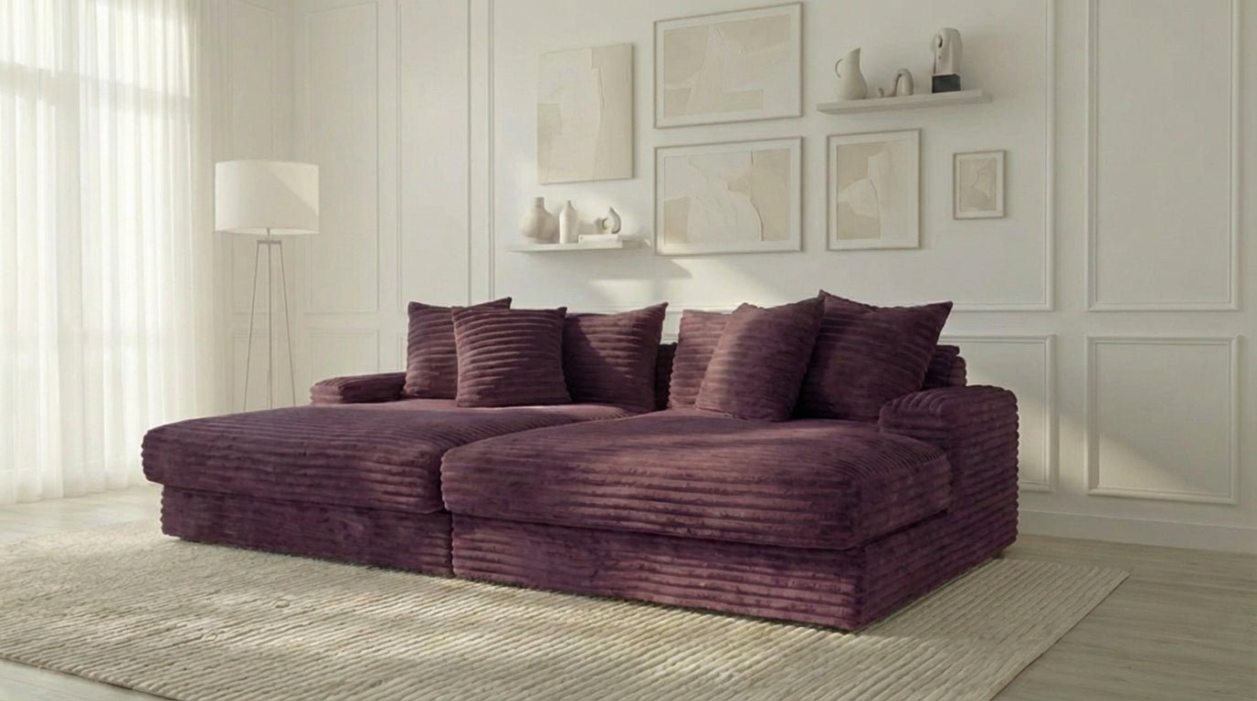 Canapé droit déhoussable 5 places EVA XXL en velours - TRUST INDUSTRIE - Violet 99 - 