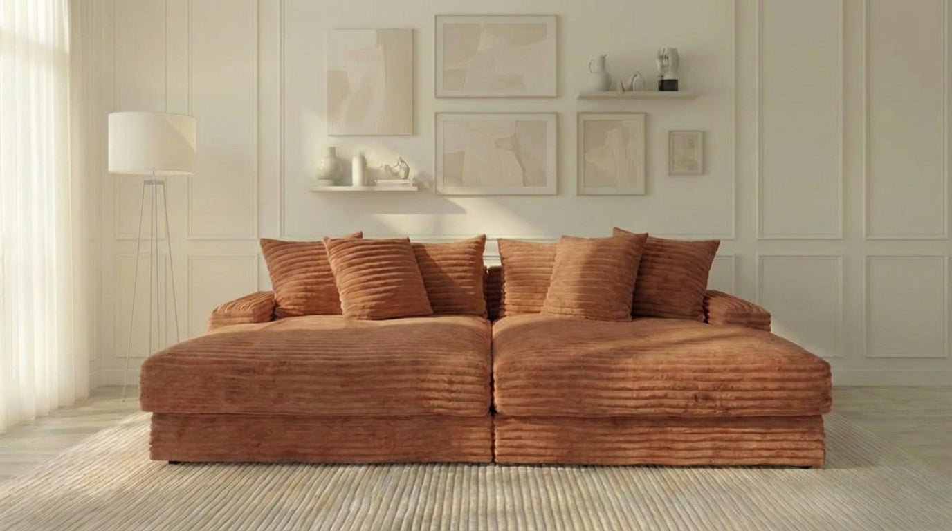 Canapé droit déhoussable 5 places EVA XXL en velours - TRUST INDUSTRIE - Terracotta 44 - 