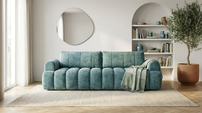Canapé droit MAYO 3 places en tissu - TRUST INDUSTRIE - bleu - 