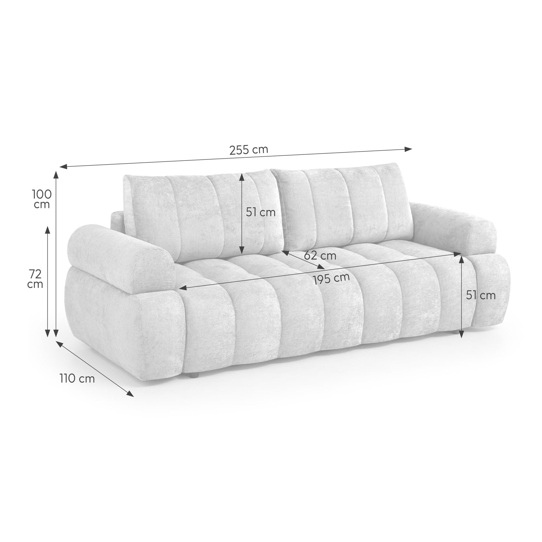 Canapé droit MAYO 3 places en tissu - TRUST INDUSTRIE - Vert - 