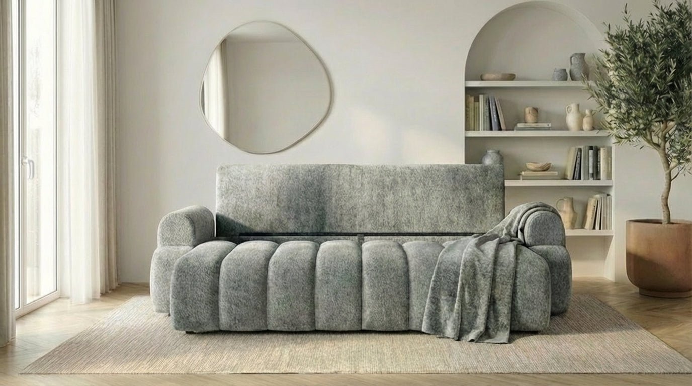Canapé droit MAYO 3 places en tissu - TRUST INDUSTRIE - Vert - 