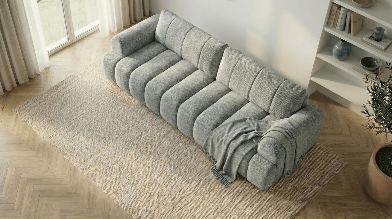 Canapé droit MAYO 3 places en tissu - TRUST INDUSTRIE - Vert - 