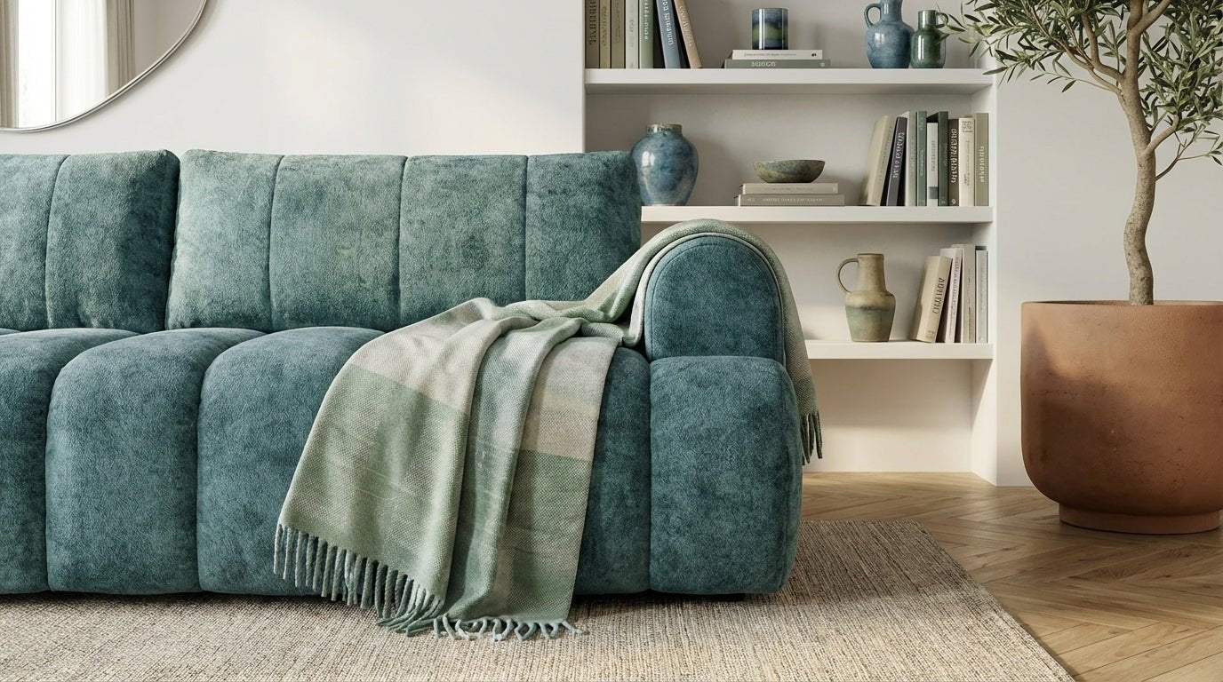 Canapé droit MAYO 3 places en tissu - TRUST INDUSTRIE - bleu- 