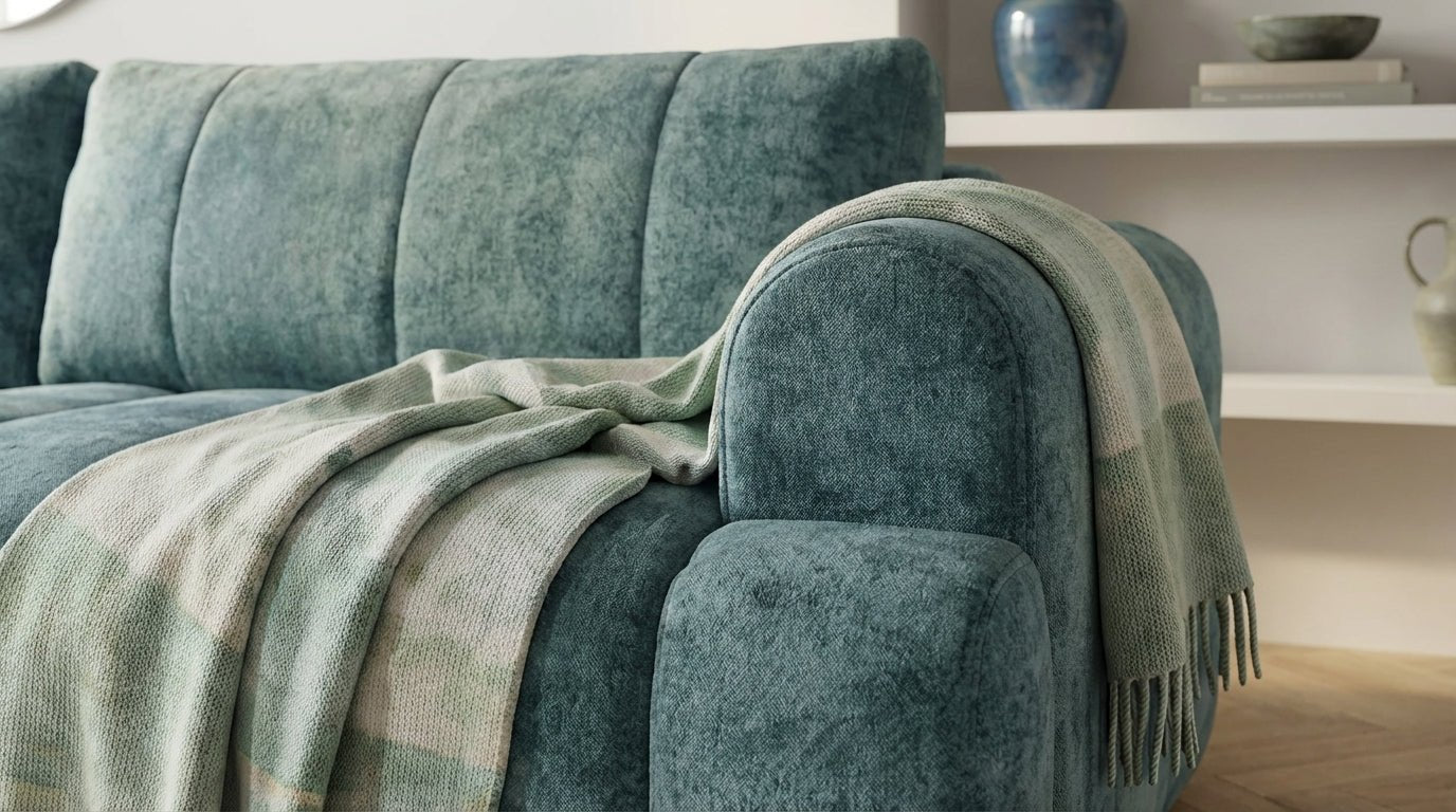 Canapé droit MAYO 3 places en tissu - TRUST INDUSTRIE - bleu - 