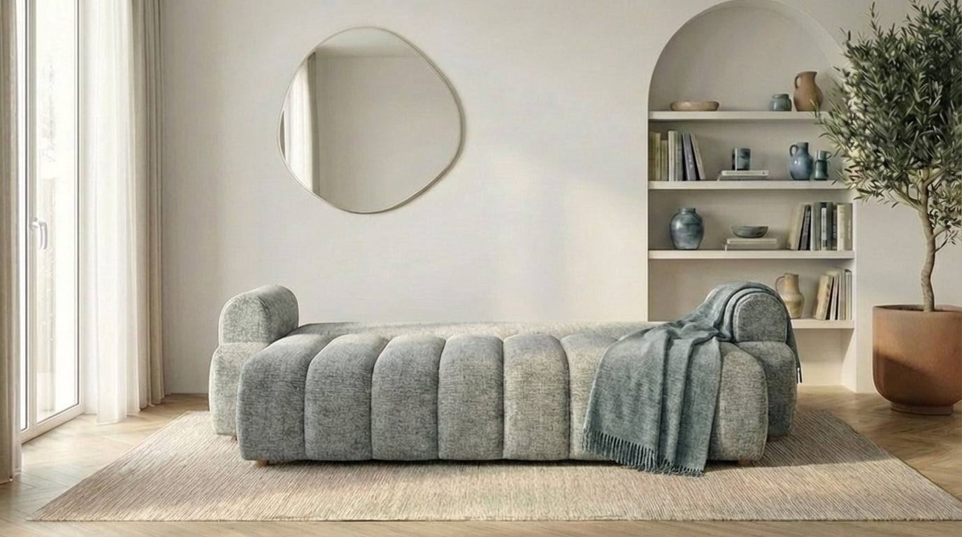 Canapé droit MAYO 3 places en tissu - TRUST INDUSTRIE - Vert - 