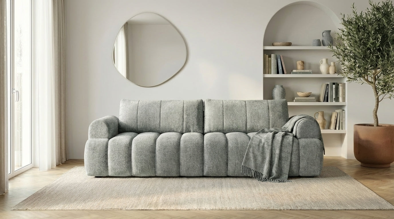 Canapé droit MAYO 3 places en tissu - TRUST INDUSTRIE - Vert - 