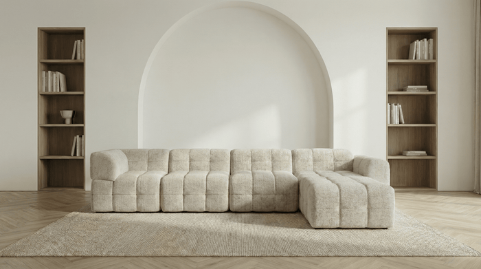 Canapé modulable 5 places MARQUIS en tissu - TRUST INDUSTRIE - Ecru - Gauche - 