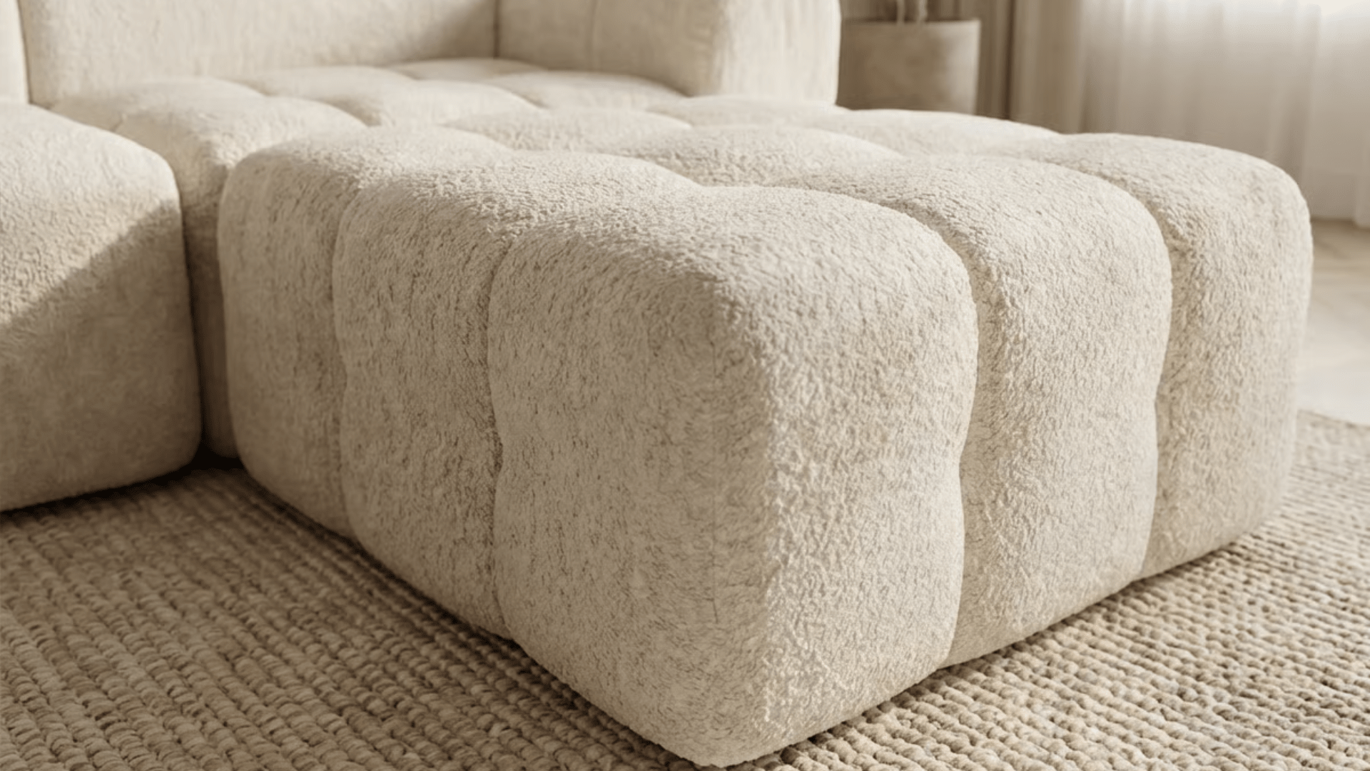 Canapé modulable 5 places MARQUIS en tissu - Trust Industrie - Ecru - droit
