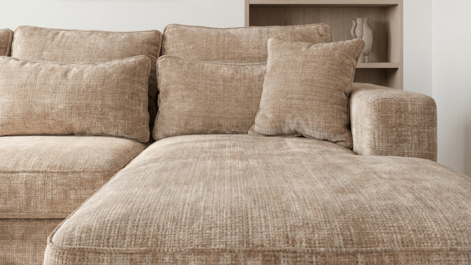 Canapé panoramique déhoussable MARBELLA en tweed - TRUST INDUSTRIE - Beige 05 - Angle droit - 
