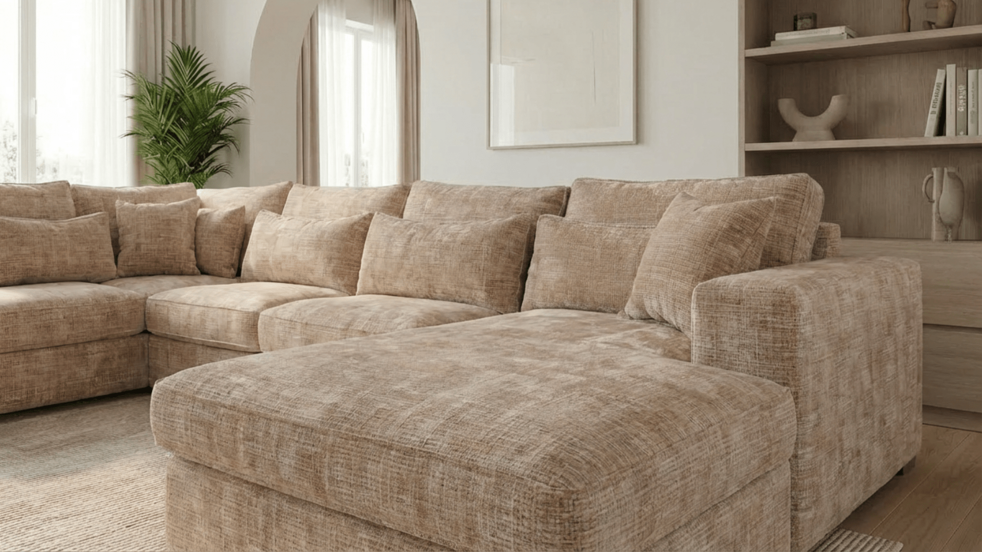 Canapé panoramique déhoussable MARBELLA en tweed - TRUST INDUSTRIE - Beige 05 - Angle droit - 
