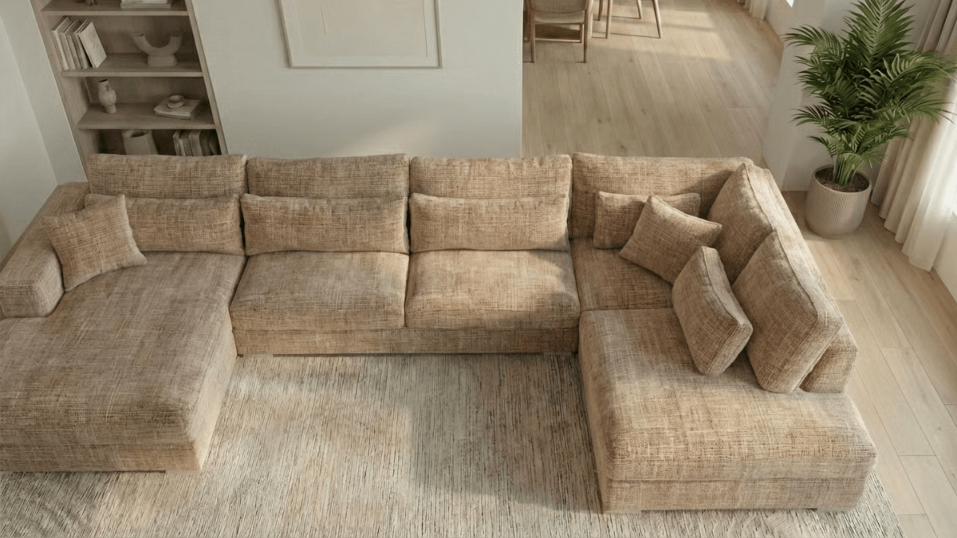 Canapé panoramique déhoussable MARBELLA en tweed - TRUST INDUSTRIE - Beige 05 - gauche - 