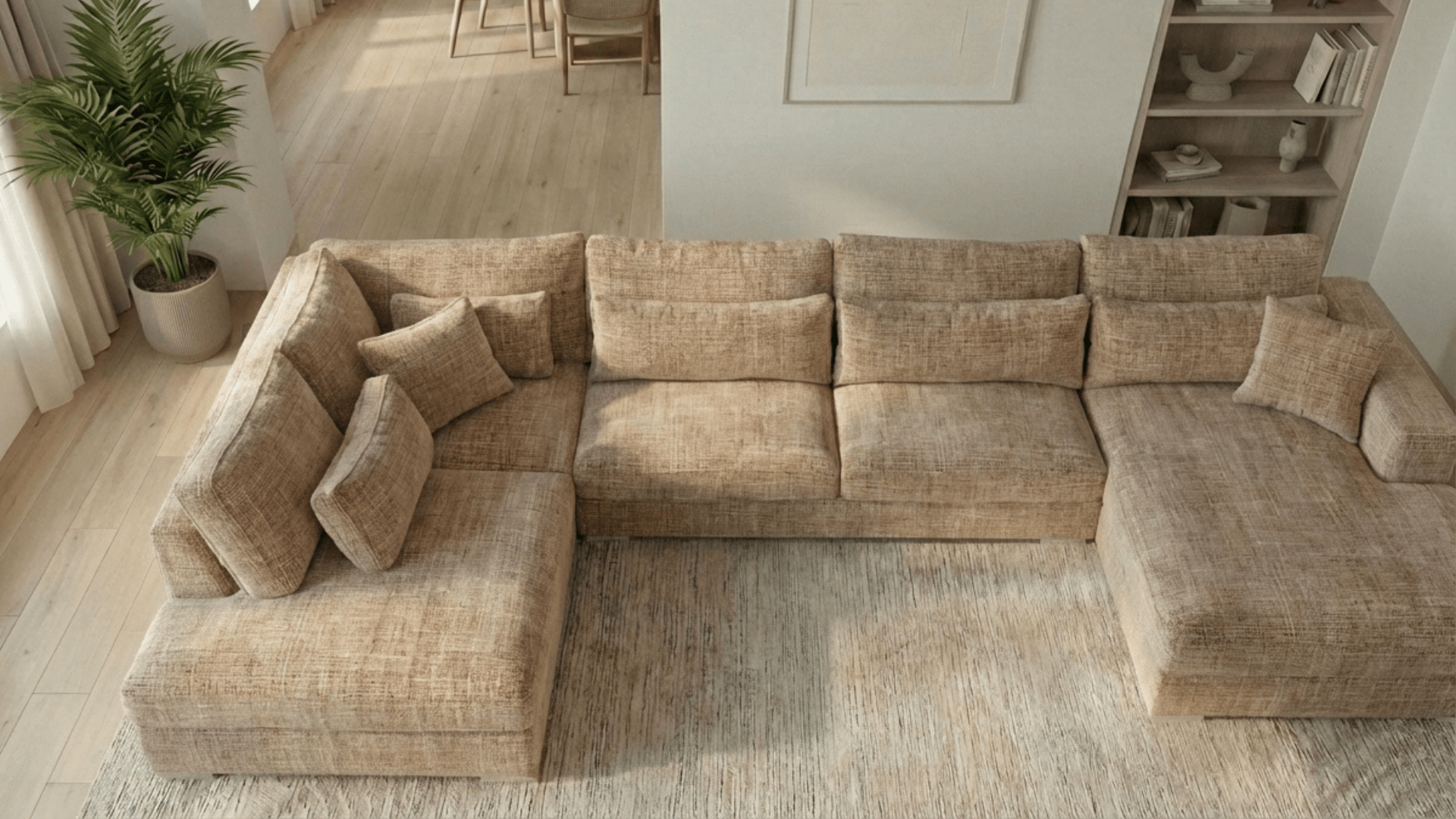 Canapé panoramique déhoussable MARBELLA en tweed - TRUST INDUSTRIE - Beige 05 - Angle droit - 
