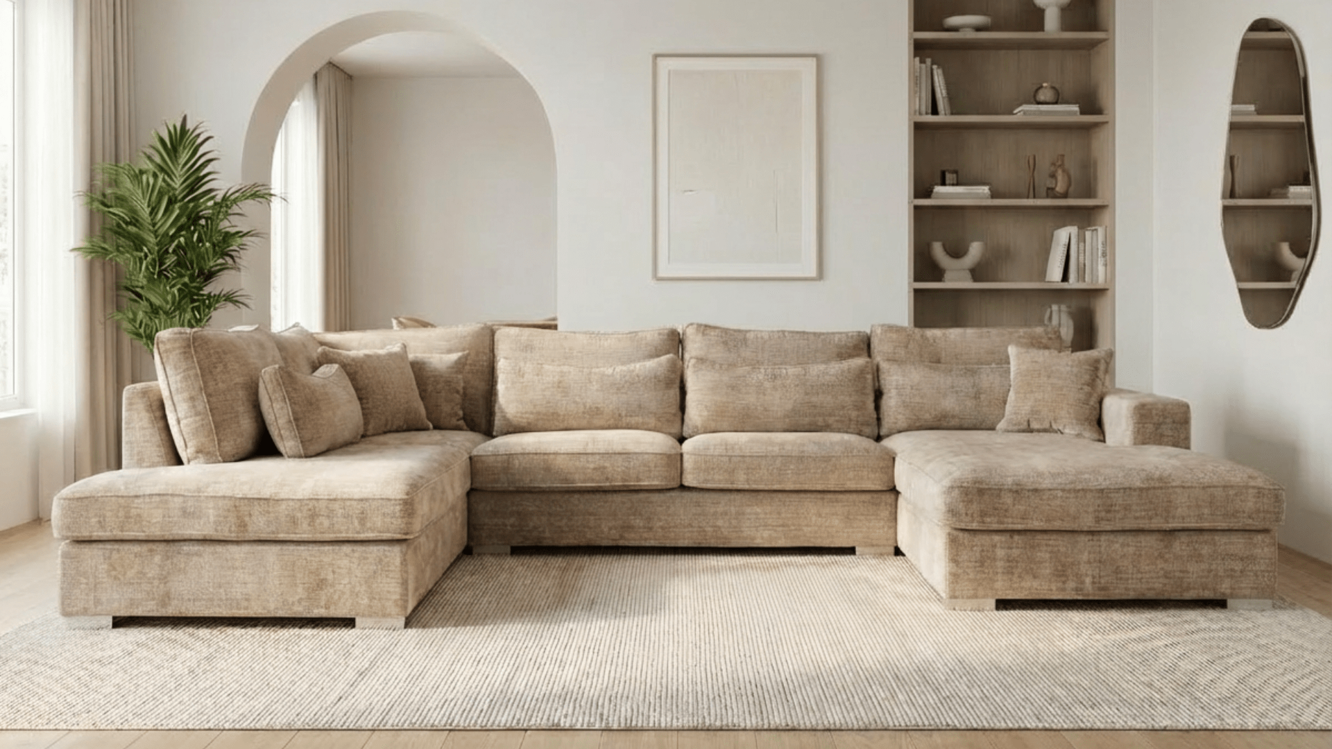 Canapé panoramique déhoussable MARBELLA en tweed - TRUST INDUSTRIE - Beige 05 - Angle droit - 
